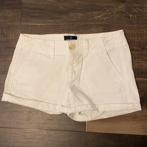 American Eagle “Shortie” Cuffed Chino Shorts white